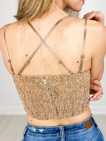 WASHED BACK STRAP FLORAL LACE BRALETTE