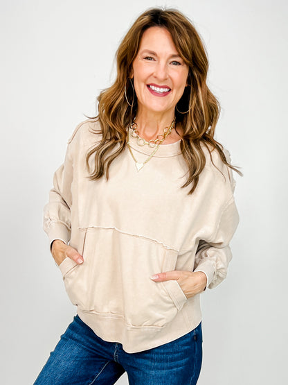Kangaroo Pouch Knit Top with Back Star Detail