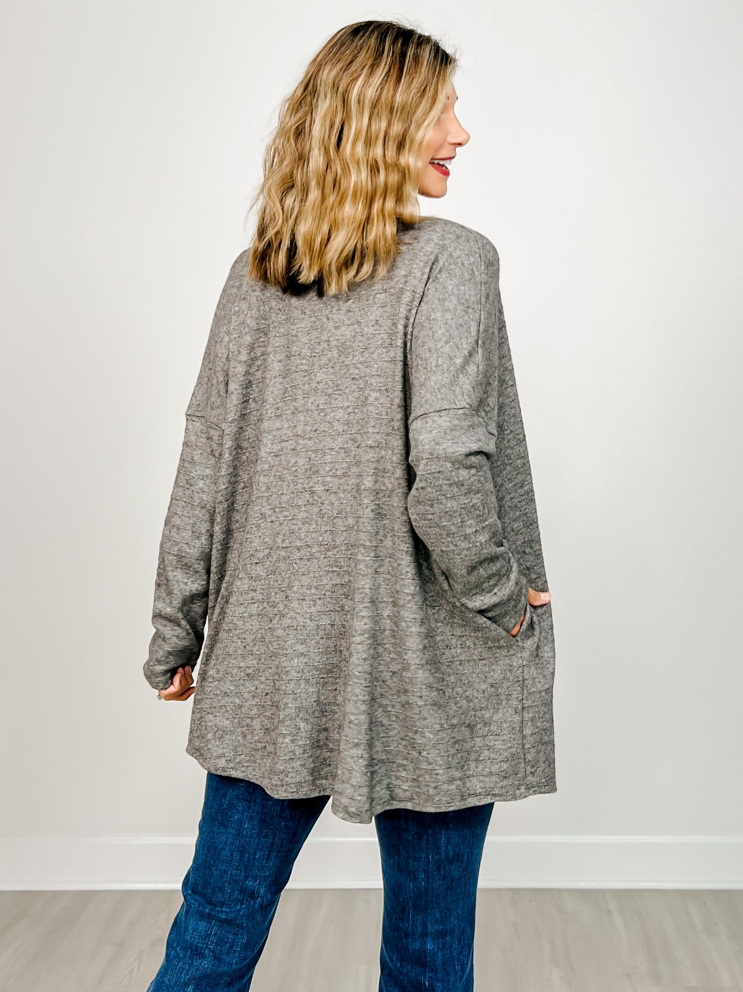 Hacci Striped Two-Piece Sleeveless Top with Matching Cardigan