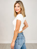 Bow Detail Crew Neck Short Sleeve Sweater Crop Top