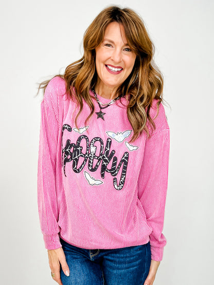 ELB Exclusive SPOOKY Long Sleeve Ribbed Top