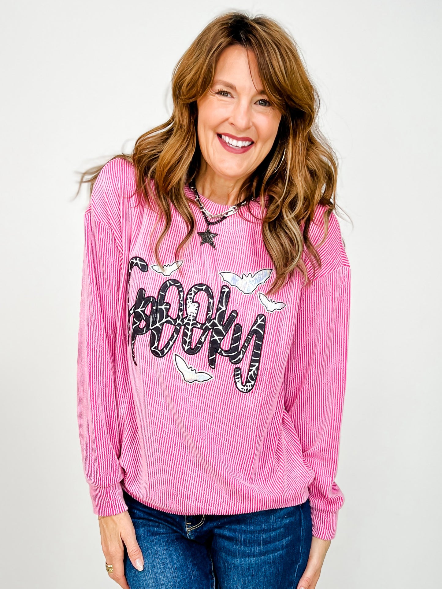 ELB Exclusive SPOOKY Long Sleeve Ribbed Top