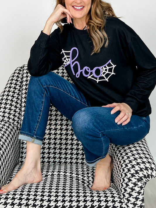 ELB Exclusive BOO Long Sleeve Ribbed Top