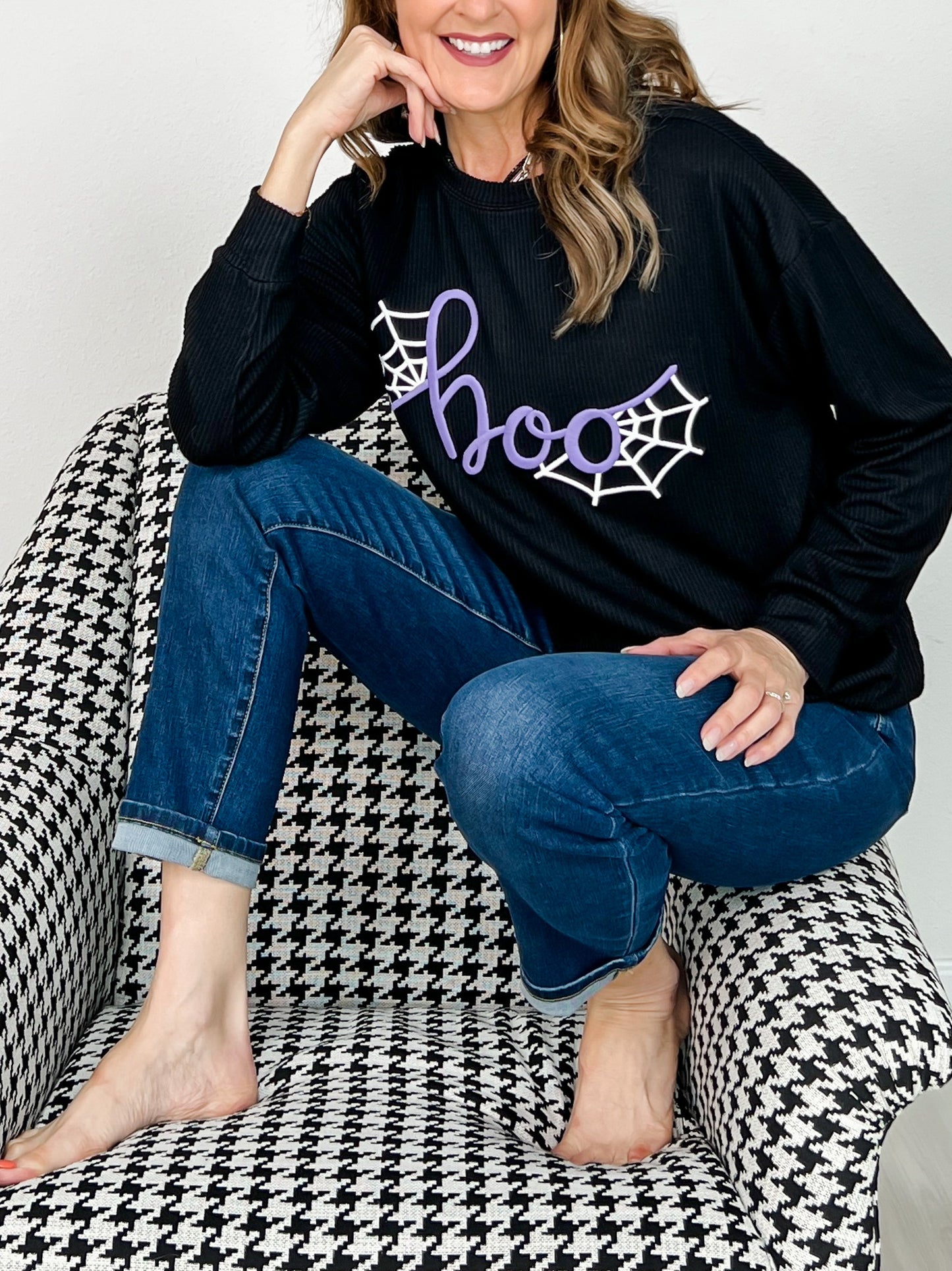 ELB Exclusive BOO Long Sleeve Ribbed Top