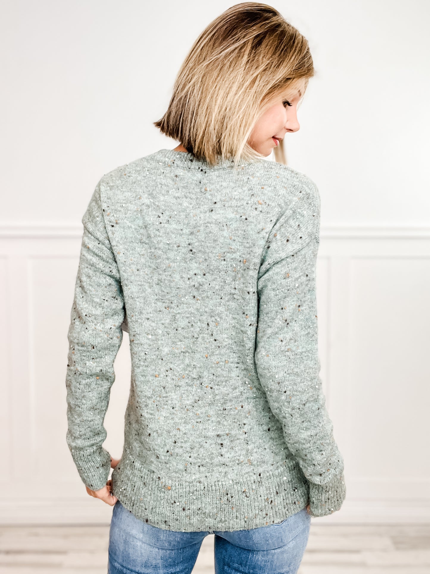 Sprinkles Yarn Crew Neck Pullover Sweater Top