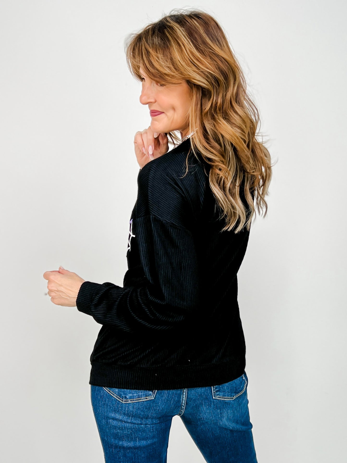 ELB Exclusive BOO Long Sleeve Ribbed Top