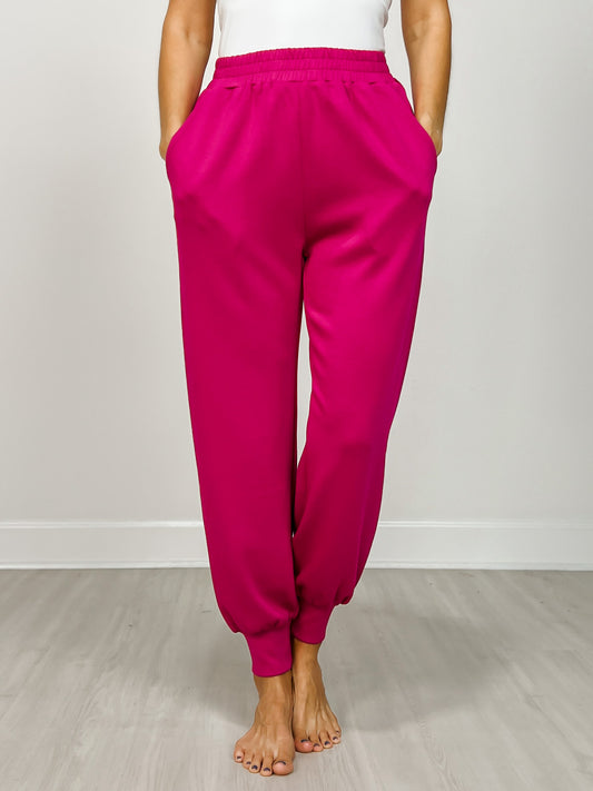 High Waist Solid Knit Elastic Waist Jogger