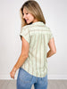 Pinstripe Short Cuff Sleeve Button Down Top
