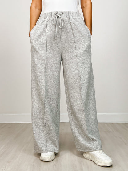 Scuba Knit High-Waist Solid Joggers with Wide Legs