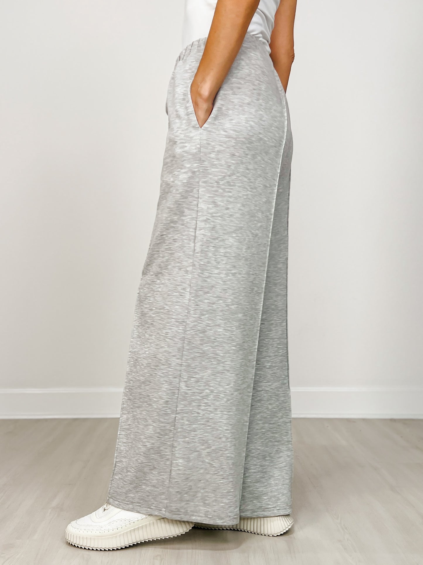 Scuba Knit High-Waist Solid Joggers with Wide Legs