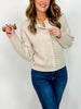 Pearl Lined Neckline Button Down Knit Cardigan