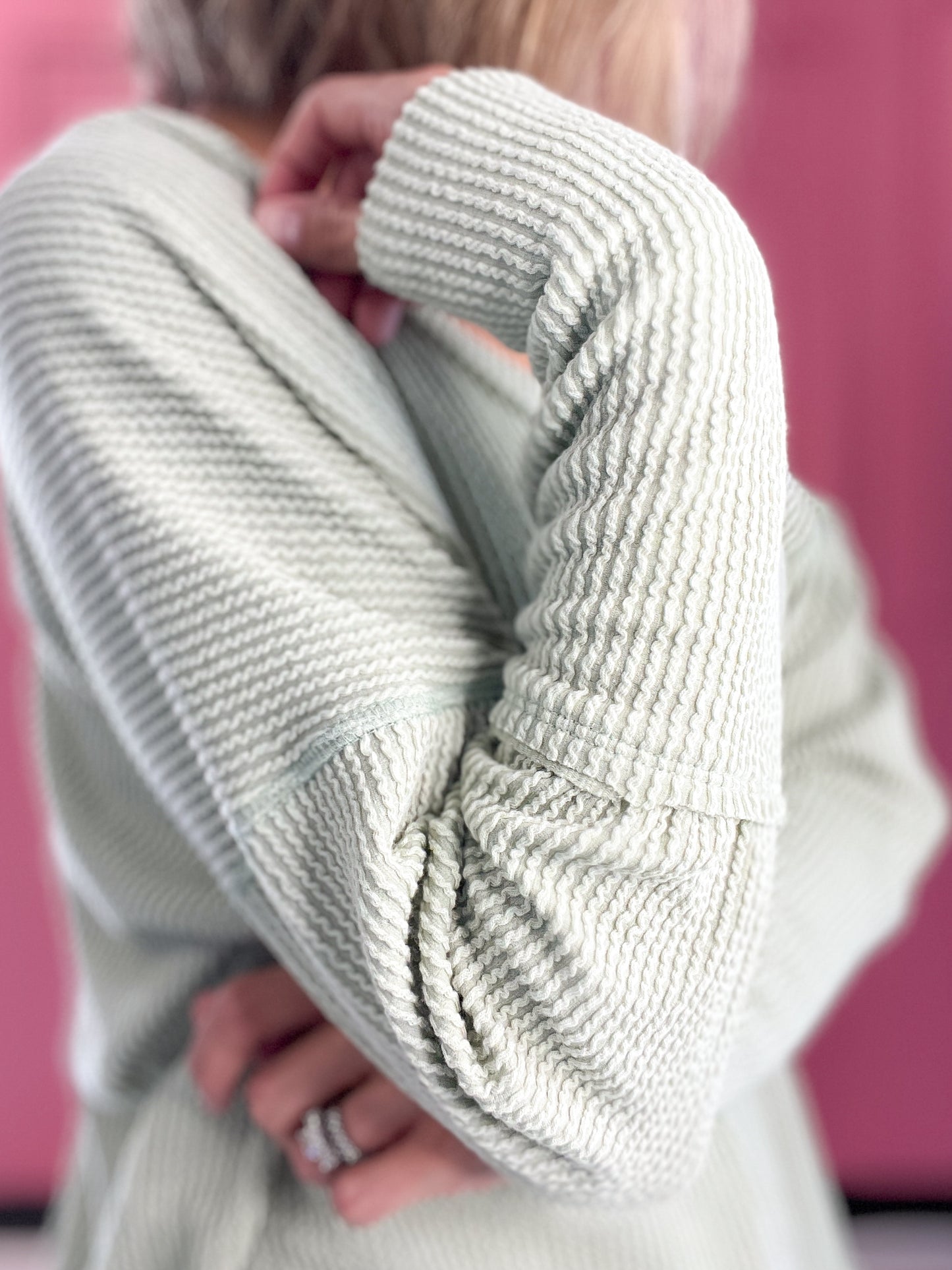 Two-Toned Ribbed Pullover Top