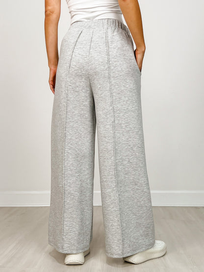 Scuba Knit High-Waist Solid Joggers with Wide Legs