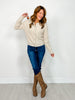 Pearl Lined Neckline Button Down Knit Cardigan