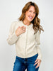 Pearl Lined Neckline Button Down Knit Cardigan