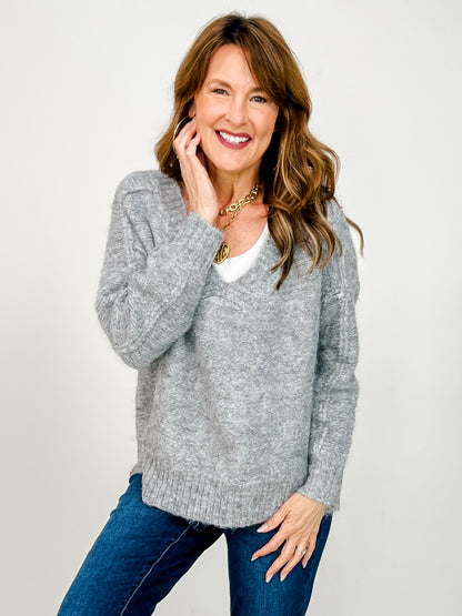 Loose Fit V-Neck Long Sleeve Knit Sweater