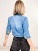 Risen Shirring Sleeve Cropped Denim Jacket