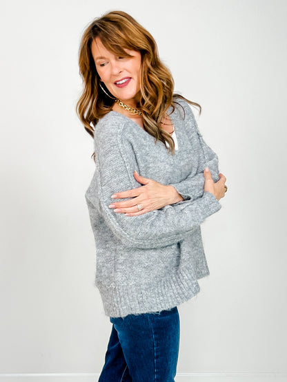 Loose Fit V-Neck Long Sleeve Knit Sweater