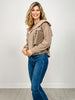 Large Collar with Gold Zipper Neckline Sweatshirt