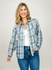 Long Sleeve Plaid Knit Button Down Top