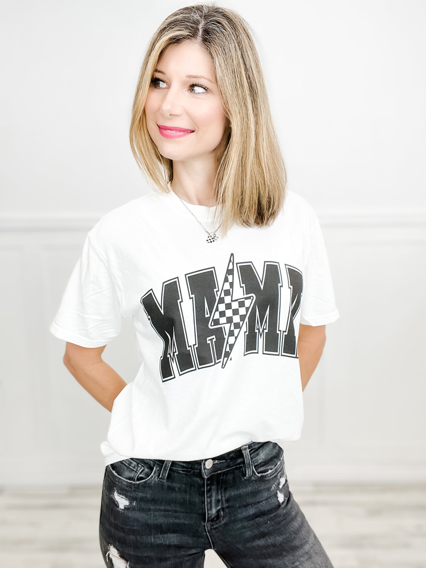 Mama Checkered Lightning Graphic Tee