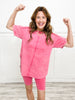 Vintage Wash Stretchy Knit Activewear Top and Shorts Set