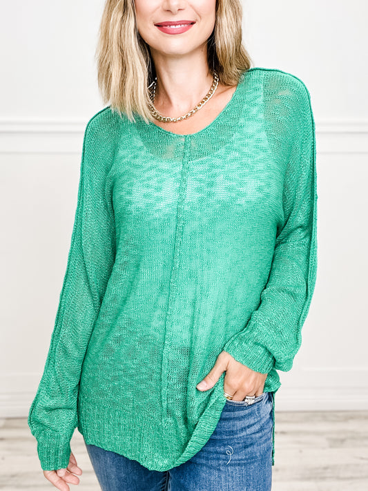 V-NECK DOLMAN LONG SLEEVE SWEATER