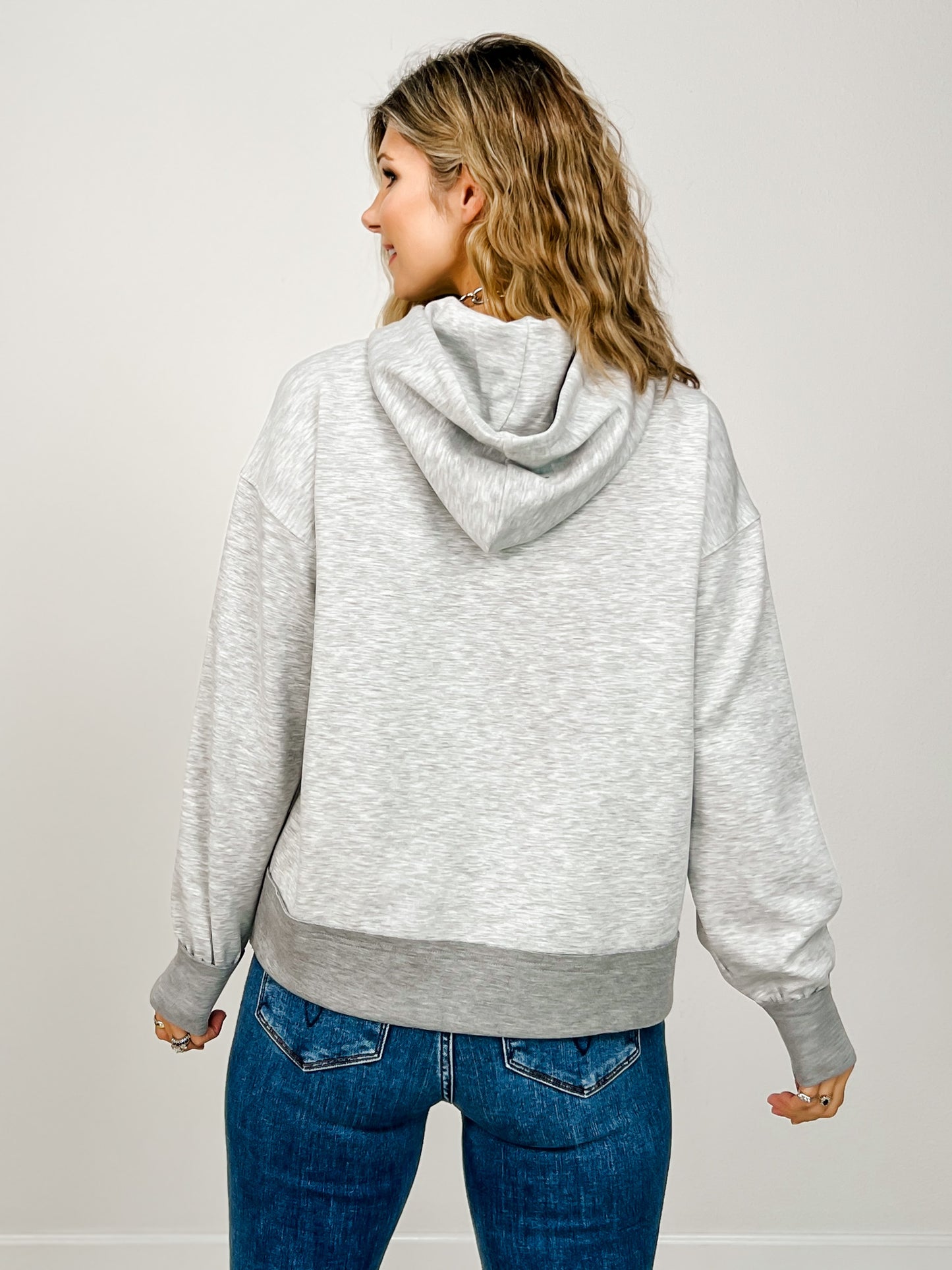 Long Sleeve Hoodie Top with SKI Patch Letters Front