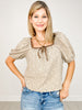 Contrast Floral Half Sleeve Top with Square Neckline