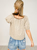 Contrast Floral Half Sleeve Top with Square Neckline