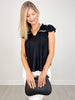Sleeveless Contrast Embroidery Ruffle Detail Front Tie Top