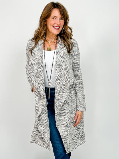 Long Sleeve Heather Knit Open Front Cardigan