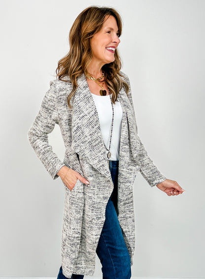 Long Sleeve Heather Knit Open Front Cardigan