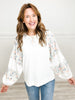 Floral Print Balloon Sleeve Round Neck Top