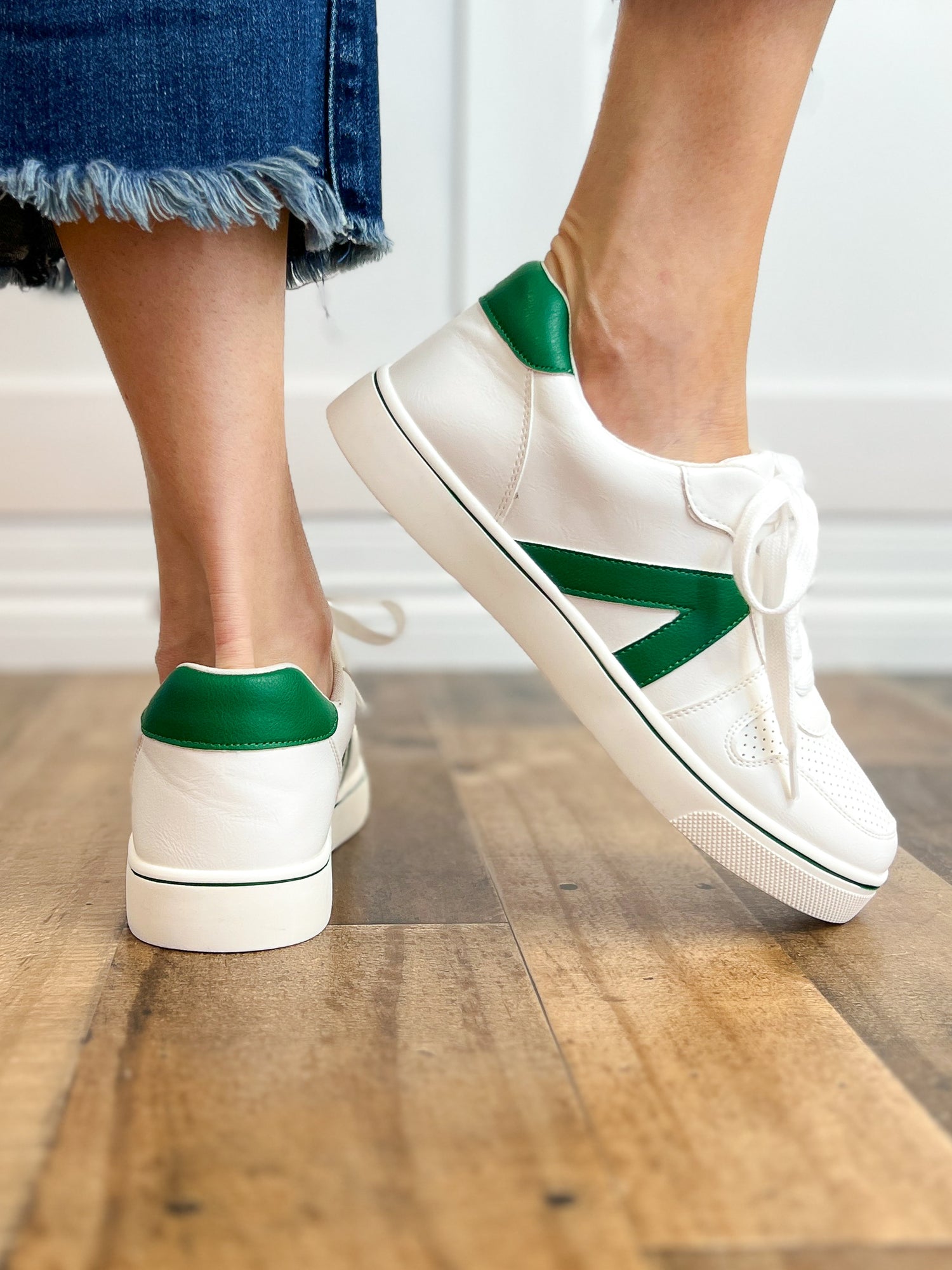 Green and White Sneakers