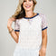 Floral Raglan Short Sleeve Textured Knit Top