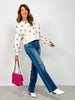 Queen of Sparkles Ivory Multi Beaded Spider Sweatshirt