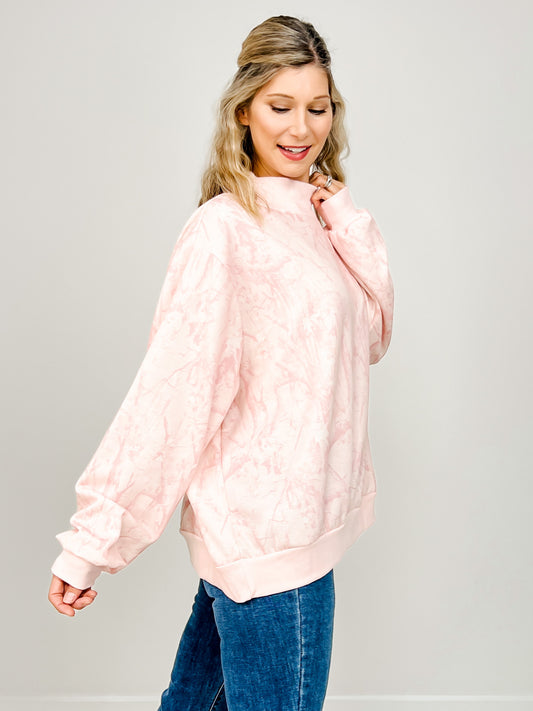 Camouflage Oversized Mock Neck Sweatshirt