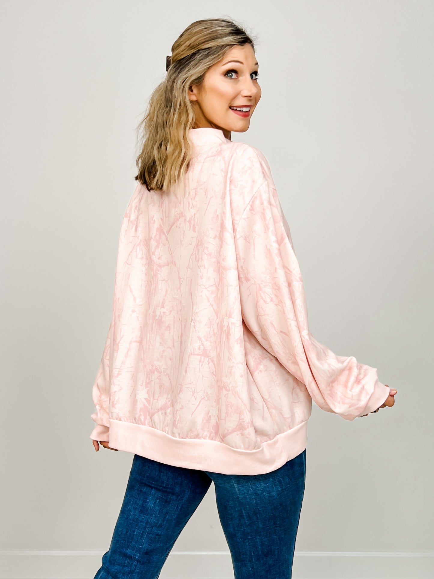 Camouflage Oversized Mock Neck Sweatshirt
