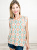 Essentially Summer Banded Shoulder Print Woven Top