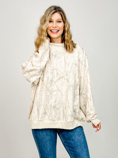 Camouflage Oversized Mock Neck Sweatshirt