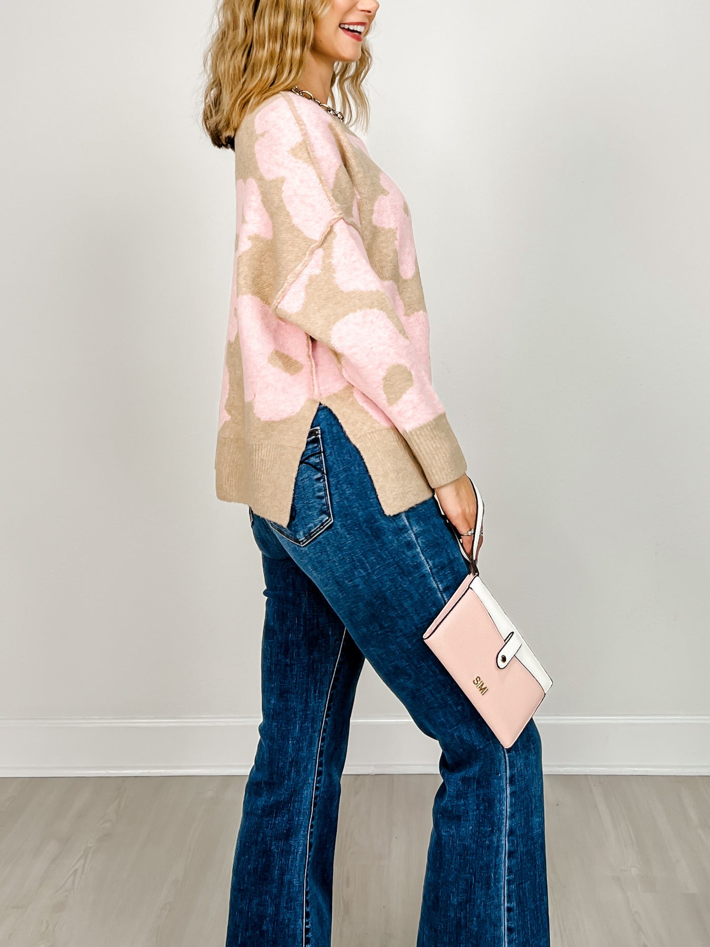 Floral Long Sleeve Loose Fit Pullover Knit Sweater