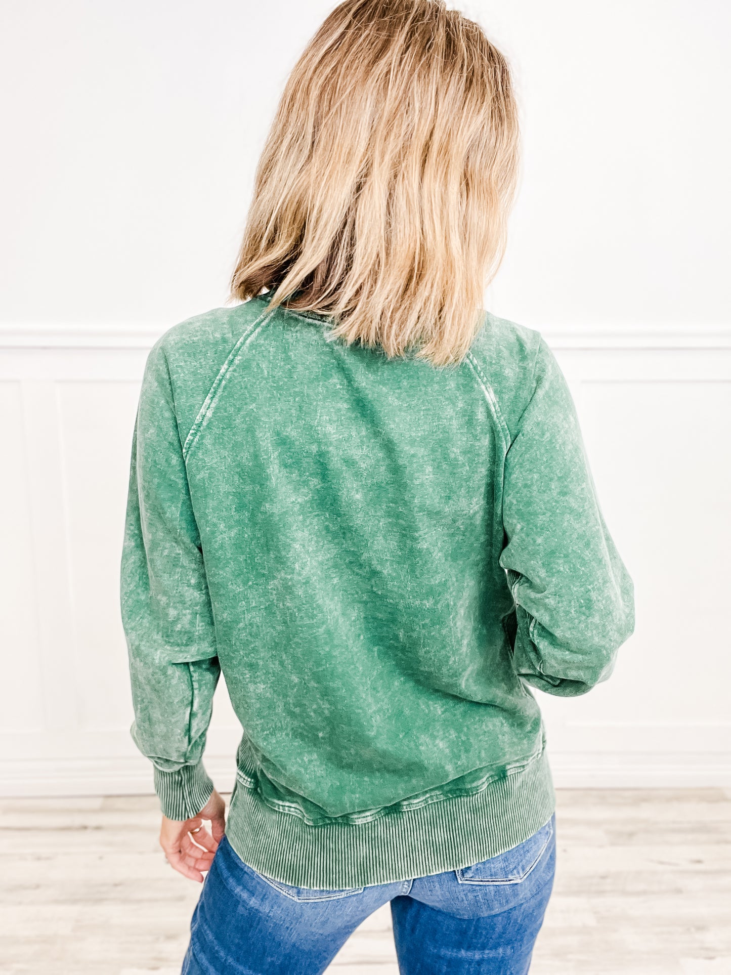 Vintage Vibes Acid Washed French Terry Pullover with Pockets