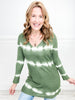 Tie Dye Tunic Length Sweater with Wide V-Neck Top