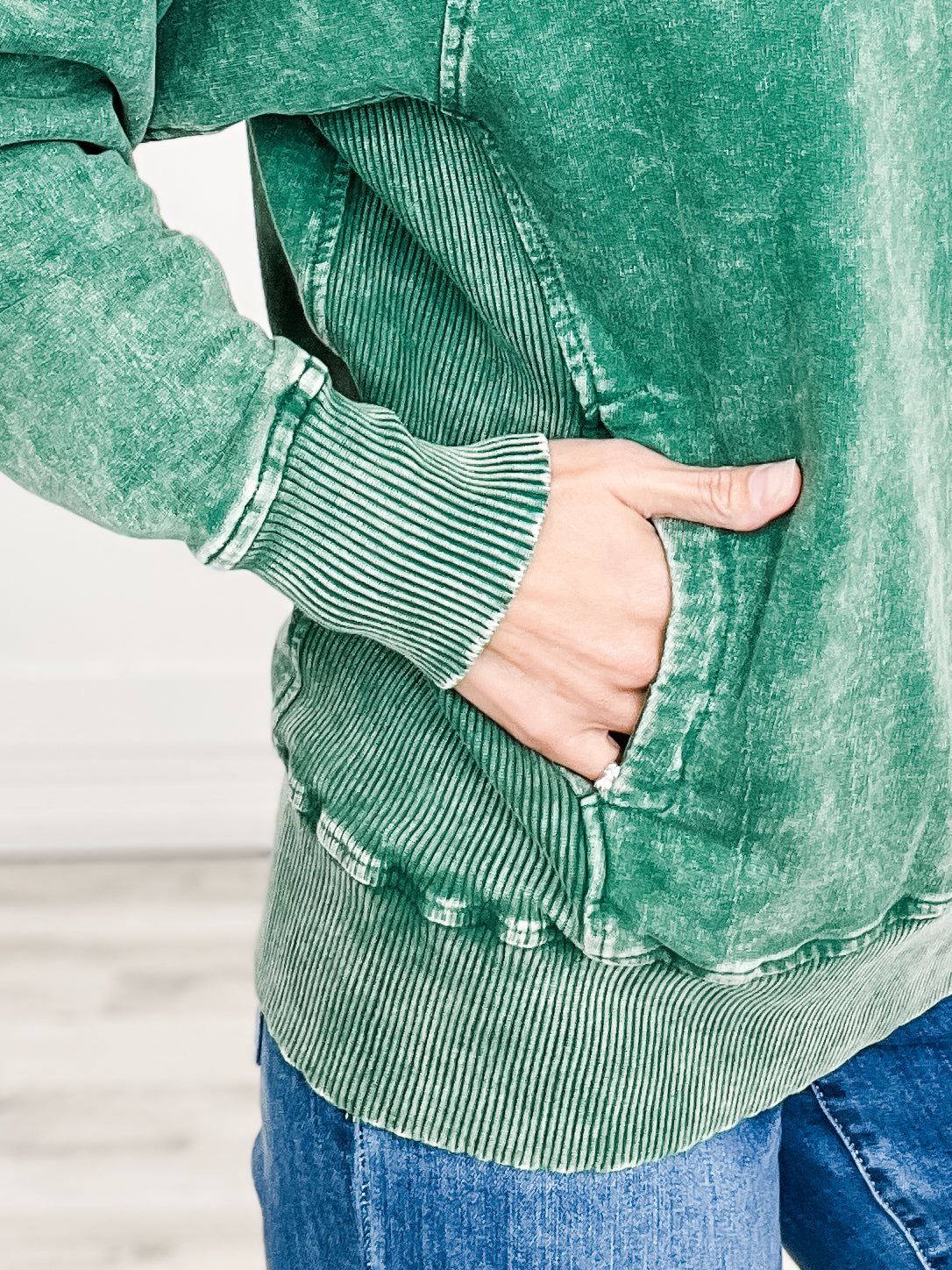 Vintage Vibes Acid Washed French Terry Pullover with Pockets