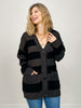 Horizontal Stripe Textured Cardigan with Front Buttons