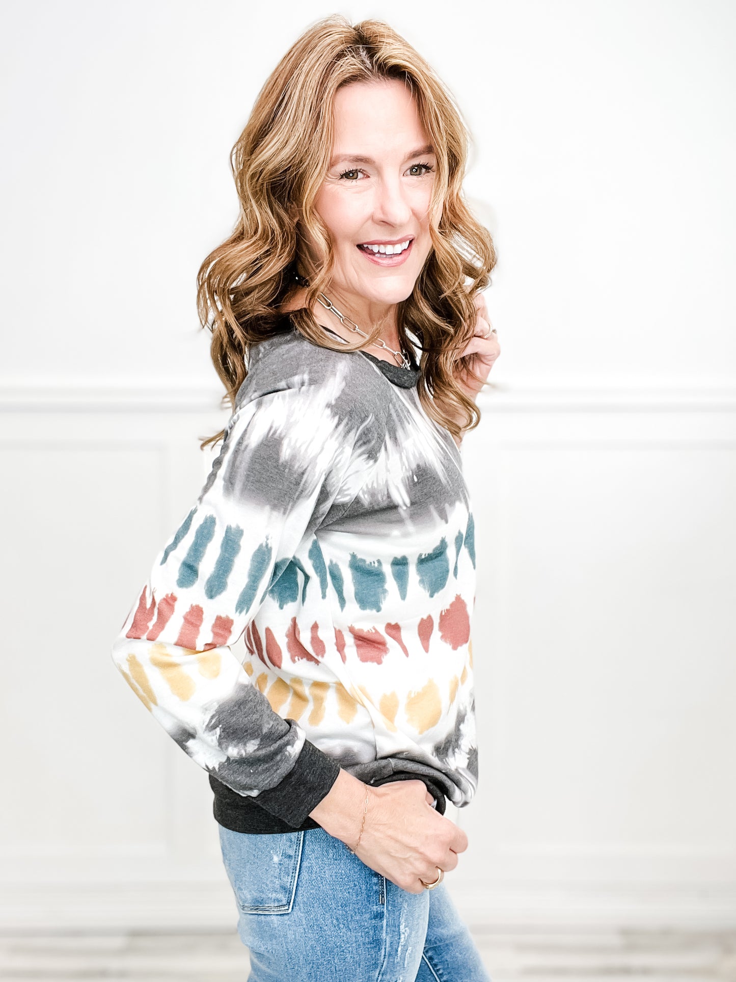 Tie Dye French Terry Pull Over Top