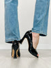 Pierre Dumas Laris-2 Peep Toe Heels in Black Patent