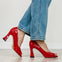 Pierre Dumas Laris-2 Peep Toe Heels in Red Patent