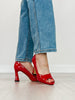 Pierre Dumas Laris-2 Peep Toe Heels in Red Patent